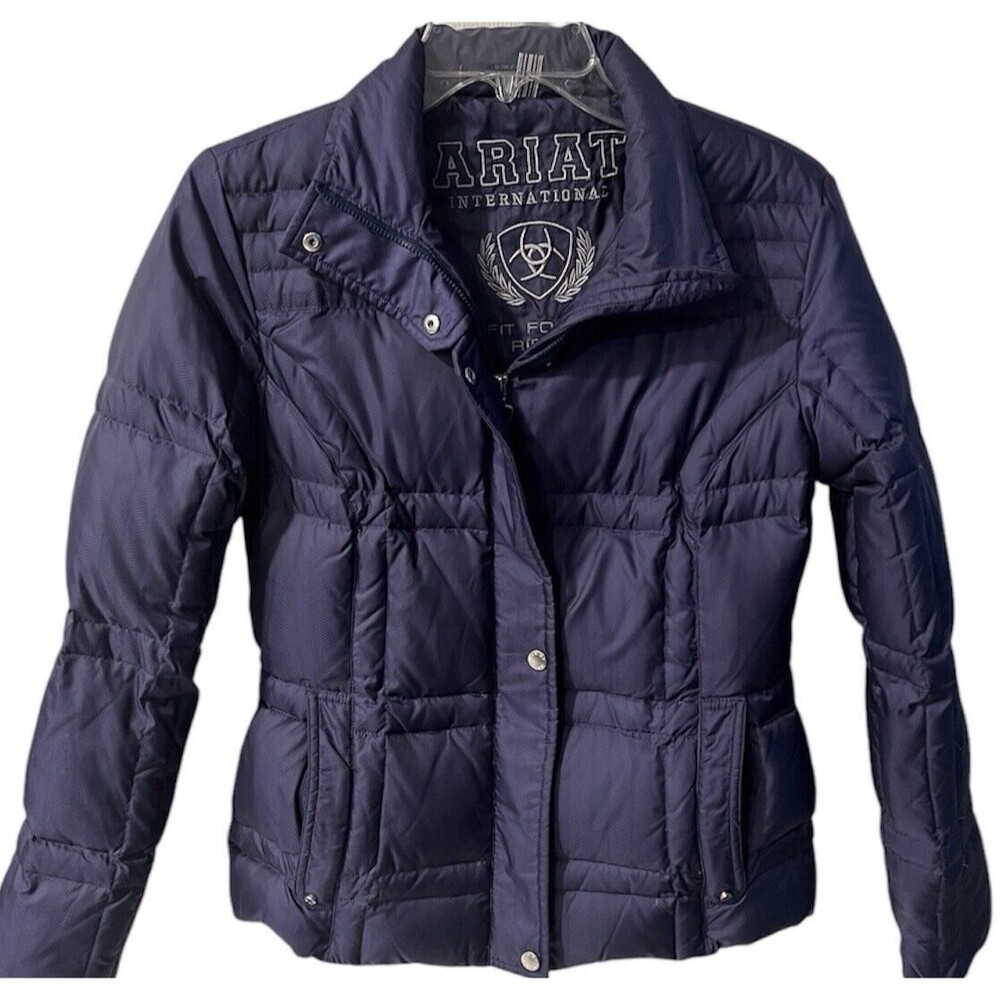 Ariat Jacket Down Puffer Jacket Womens Size Medium Lightweight Blue Equestrian